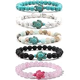 Caiyao 8mm Sea Turtles Beads Bracelet Turquoise Natutal Stone Elastic Stretch Bracelet for Women Men