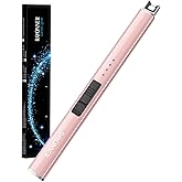 RAYONNER Lighter Electric Candle Lighters Rechargeable USB Lighter Arc Lighters for Candle Camping (1Pack, Rose Gold)
