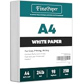A4 Premium Bright White Paper &ndash; Great for Copy, Printing, Writing | 210 x 297 mm (8.27" x 11.69") | 24lb Bond / 60lb Text (90gsm) | 250 Sheets per Pack