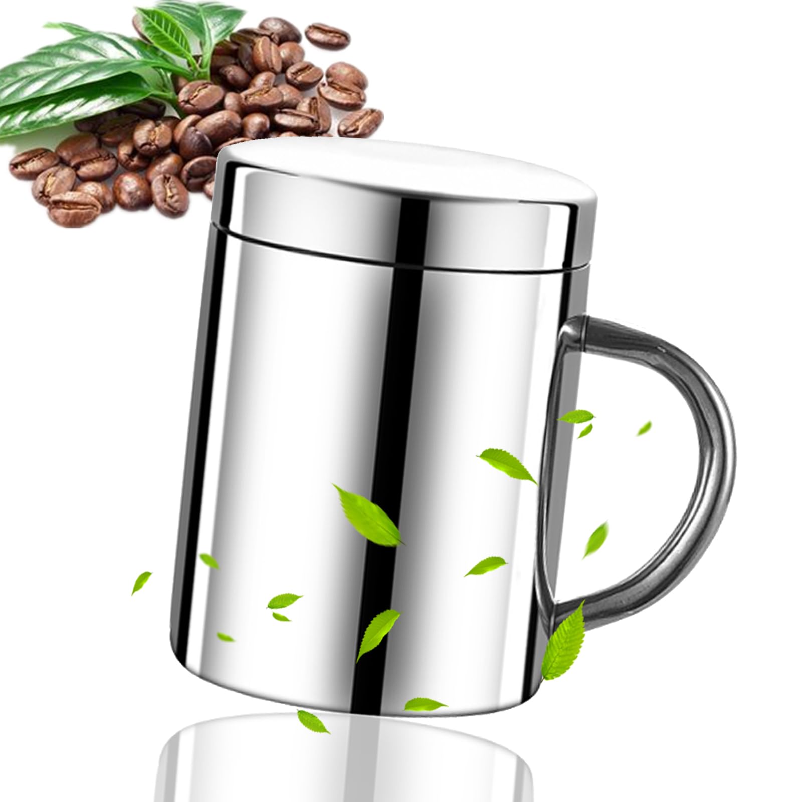 Double-Walled Stainless Steel Mug with Lid Stainless Steel Coffee Cup Camping Mug Travel Mug Camping Thermal Mug Coffee Mug for Various Cold or Hot Drinks (400 ml)