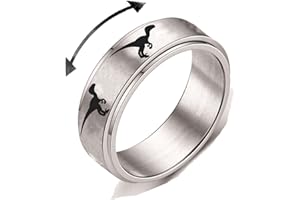 INENIMARTJ Dinosaur Fidget Rings for Women Men Stainless Steel Spinner Ring Dinosaur Anxiety Ring Jurassic Dinosaurs Anxiety Spinning Ring