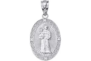 CLADDAGH GOLD .925 Sterling Silver ‘Saint Anthony Pray for Us’ 3/4" Oval Medal CZ Pendant - Choose Pendant Only or Necklace w 16”-22” Chain