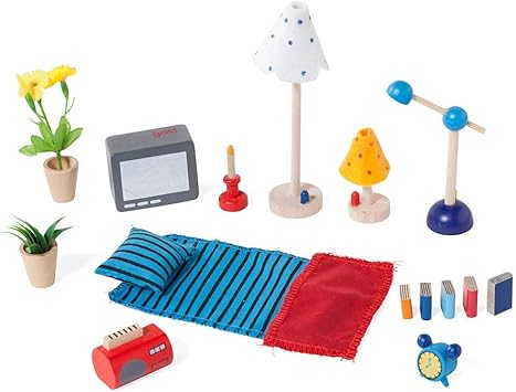 Goki 51934 Accessoires Wohnzimmer 17 Teilig Puppenhausmobel Amazon De Spielzeug