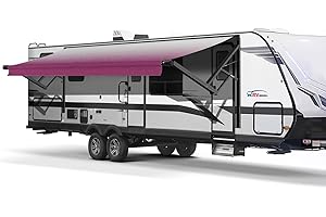 RVeaves Black Electric Power RV Awning Frame and Fabric Assemblies Full Set for RV,5th Wheel,Travel Trailers,Toy Haulers,and Motorhome RV Trailer Awning for Home or Camper (20Feet, Burgundy Fade)