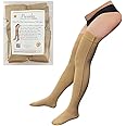 Presadee Closed Toe Thigh High 15-20 mmHg Moderate Compression Socks With YKK Zipper (Nude, 1)
