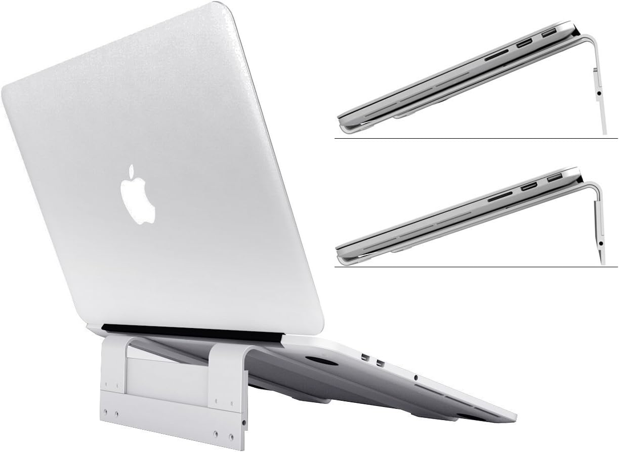 6amLifestyle Laptop Cooling Stand 11''-15'' Portable Adjustable Ventilated Aluminum Holder,for Windows & Mac devices such as Dell, iPad Tablet, Toshiba, HP, Samsung, Macbook Pro, Macbook Air(Silver)