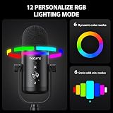 TECURS USB Microphone RGB with Arm Kit, Cardioid Condenser Gaming Mic view 2