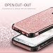 BENTOBEN Case for Galaxy S7 Edge, Luxury Glitter Bling 2 in 1 Hybrid Hard Covers Laminated Sparkly Shiny Faux Leather Chrome Shockproof Bumper Protective Case for Samsung Galaxy S7 Edge, Rose Gold