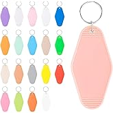 Motroce 40 PCS Hotel Keychain Blank with Key Rings,20 Colors Rainbow Plastic Rhombus Vintage Motel Keychains Blank for DIY Sublimation Luggage Tag Label Craft Gifts Decorations.