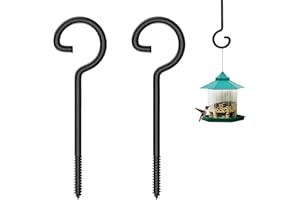 shikaman Screw Hooks,Screw in Hooks for Bird Feeder Hanger, Outdoor String Lights Hooks 6inch 2pcs