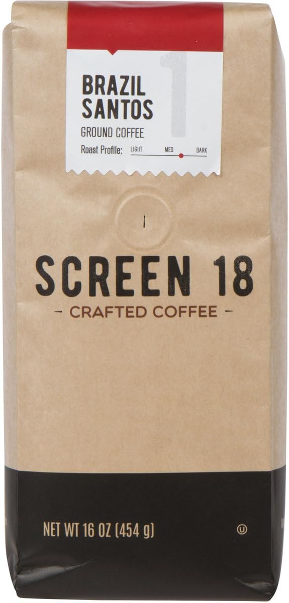 Screen 18 Specialty Grade Premium Brazilian Ground Coffee, Single Origin, Medium Dark Roast, 1 LB