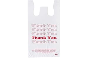 SSWBasics White Thank You Bags Case of 1000-11 ½” x 6" x 21" - Thickness .48mil HDPE- Standard Supermarket Size, Perfect for Grocery, Retail, Convenience Stores, Take-Out and Home Use