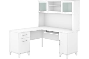 BUSH FURNITURE Bush SET002WH Somerset 60-Inch W L-Shaped Desk with Hutch, White
