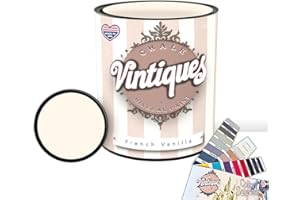 Vintiques Chalk & Mineral Paint plus color card, Matte Finish- Easy Application for DIY Projects - Furniture, Wood, Metal, Home Decor and More, French Vanilla, 32oz