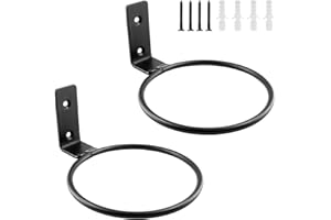 Jiozermi 2 Pack 6 inch Flower Pot Holder Ring, Flower Pot Holder Ring Wall Mounted Set Wall Mounted Metal Planter Hanger Matte Black Hanging Plant Holder