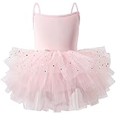 Toddler Girls Tutu Dresses Strap Shiny Tulle Ballet Leotard Ballerina Outfits for Dance