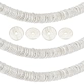 PH PandaHall 200PCS Heishi Disc Beads, 6mm Flat Round Spacer Beads Brass Loose Bead Jewelry Bead for Necklace Bracelet Earring Jewelry Making, Hole 1.2mm