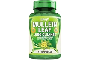 WIXAR NATURALS Mullein Leaf Capsules - 90 Capsules - Herbal Supplement Supports Healthy Respiratory Function & Mucous Membranes - 1000 mg - Natural Mullein for Lung Cleanse Support
