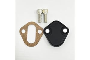 Flashpower Billet SB Ford Fuel Pump Block-Off Plate Kit, Fuel Pump Plate Black