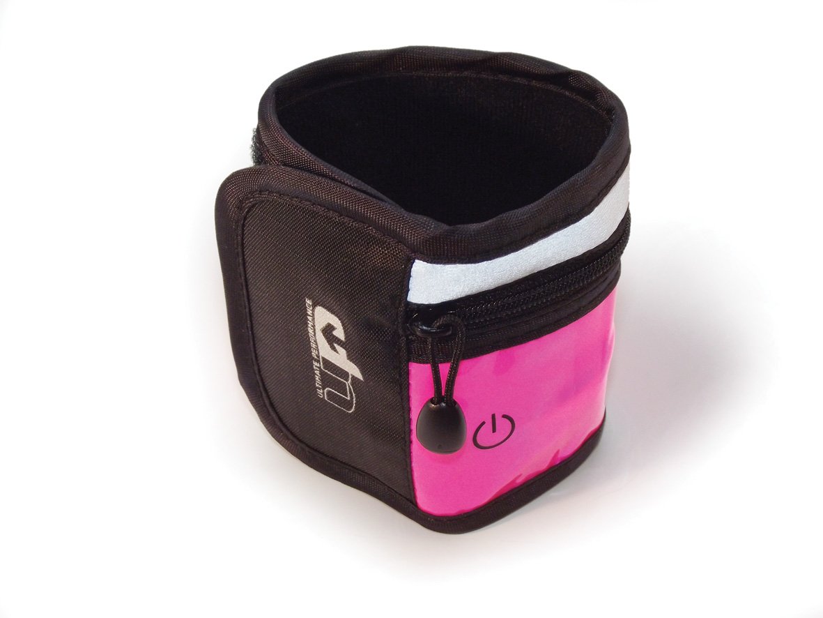 Ultimate Performance UP Women's Reflective Led Wrist Pocket - Black/Fluo Pink, One Size