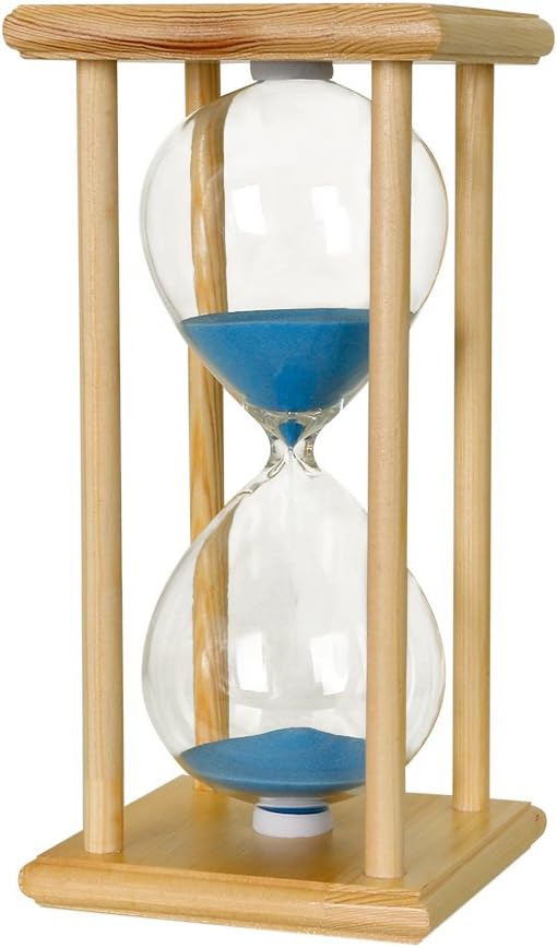 BOJIN Sea Blue Decor Hourglass Sand Timer - 45 Minute Classical Wood Frame