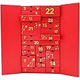 2025 24 Days Advent Calendar Empty Large to Fill Cosmetics, Makeup, Perfume Packaging Paper Box, Valentin's Day EID Ramadan Gifts Cardboard (Red)