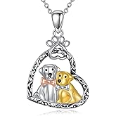 VNRIOW Cat and Dog Pendant Necklace - 925 Sterling Silver Pets Jewelry Gifts for Women