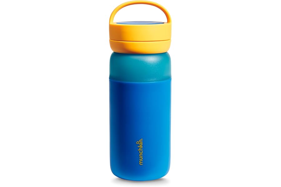 Munchkin Stay Cool Insulated Water Bottle, Toddler Straw Cup, 12oz, Blue