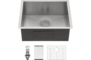 Kichae 21 Inch Kitchen Bar Sink Undermount Single Bowl Stainless Steel 16 Gauge Handmade Modern Under Counter Wet Bar RV Kitchen Sink with Drain Strainer