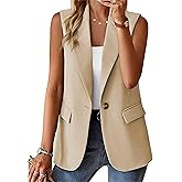 Sleeveless Blazer Vest for Women Winter 2026 Fashion Casual Lightweight Open Front Work Office Blazer Jackets with Pockets