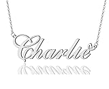 AOLO Charlie Heart Name Necklace Silver Stainless