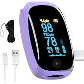 Rechargeable pulse oximeter with respiration, with SpO2 Pulse Rate and PI RR Precision Fast Oximeter SpO2 Reading Outdoor Sports Home (Purple)