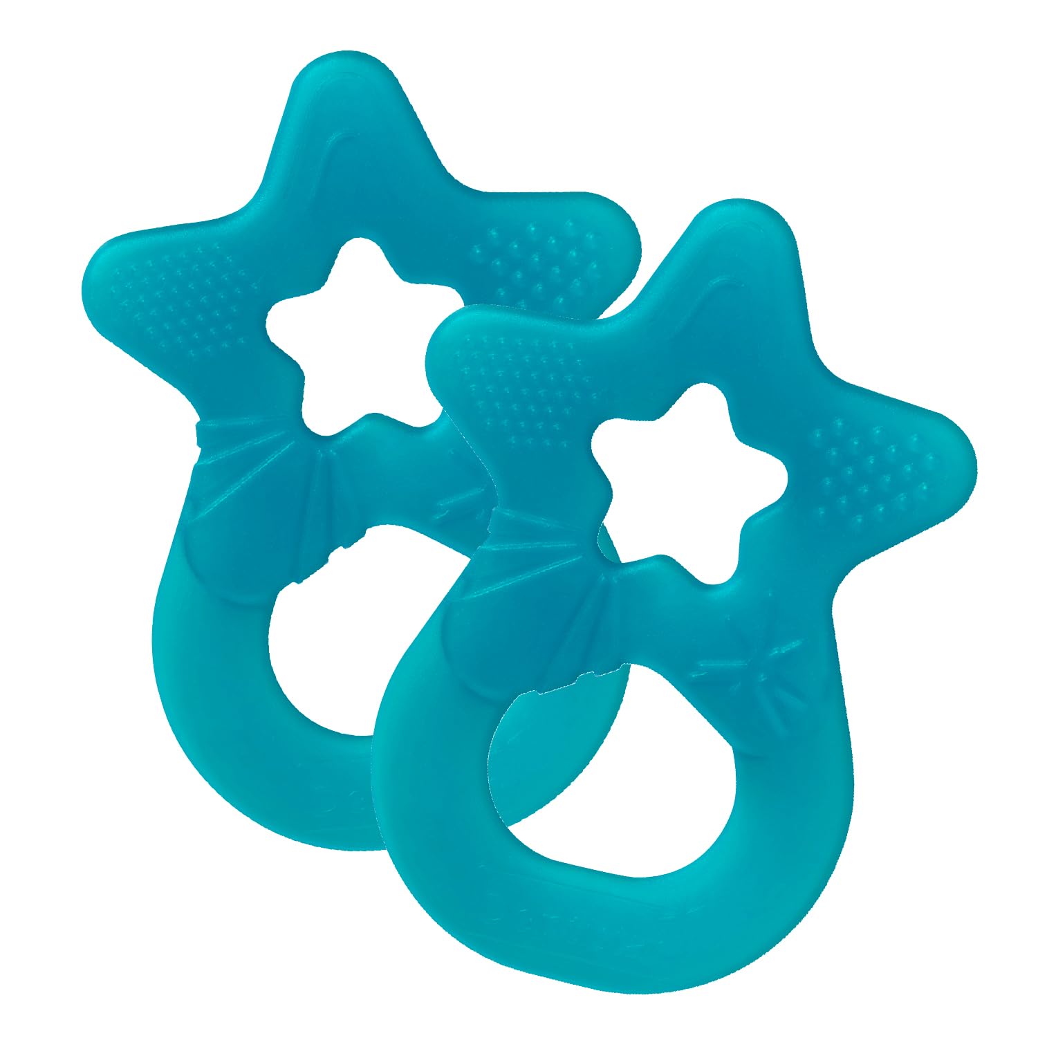 dentistar Star Teether Pack of 2, Teething Baby Toy for Infants Aged 3+ Months, Soft Silicone Baby Teething Ring for Tooth and Gum Pain Relief, Made in Germany - Blue