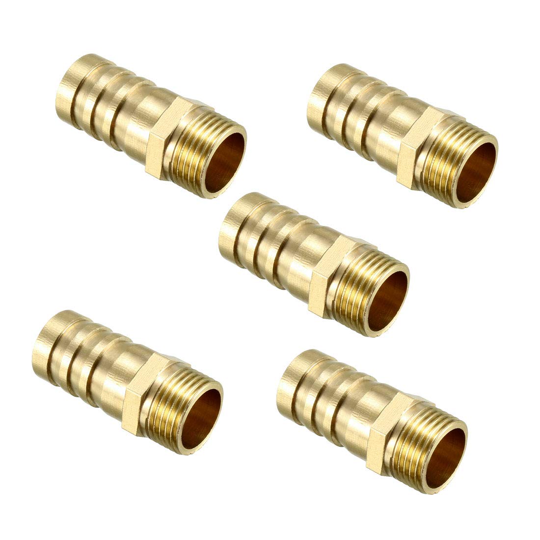 sourcing map Brass Barb Hose Fitting Connector Adapter 16mm Barbed x G3/8 Male Pipe 5pcs