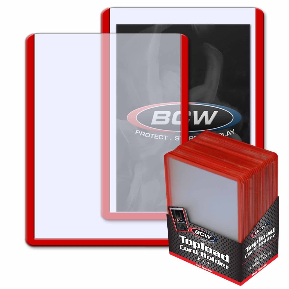 BCW Diversified 3 X 4 Topload Card Holder Red Colored Border