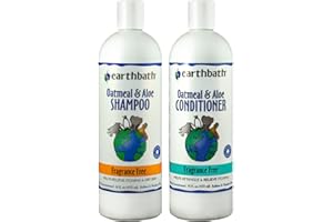 earthbath, Oatmeal & Aloe Dog Shampoo and Conditioner Oatmeal Shampoo For Dogs - Itchy, Dry Skin Relief, Dog Wash, Made in USA, Dog Conditioner, Fragrance Free Pet Shampoos - 16 Oz (1 Set)