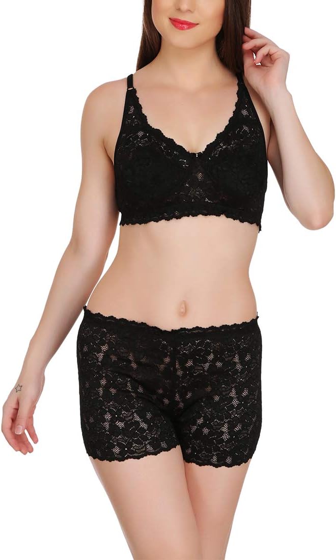 ARUBA Eva Lace Bra & boy Shorts Set for Women