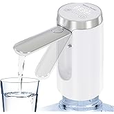 UNNEES Water Dispenser for 5 Gallon Bottle - Smart LED Display, Rechargeable Water Pump, Long-Lasting, Foldable Water Spout for 5 Gallon Bottle, Portable Water Dispenser for Home & Outdoor (White)