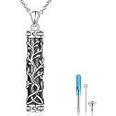 Urn Necklace for Ashes Cylinder Bar Heart Shaped Urn Tree of Life Celtic Necklace 925 Sterling Silver Cremation Jewelry Ashes Pendant Keepsake Memorial Jewelry for Women Men Silver/Gold