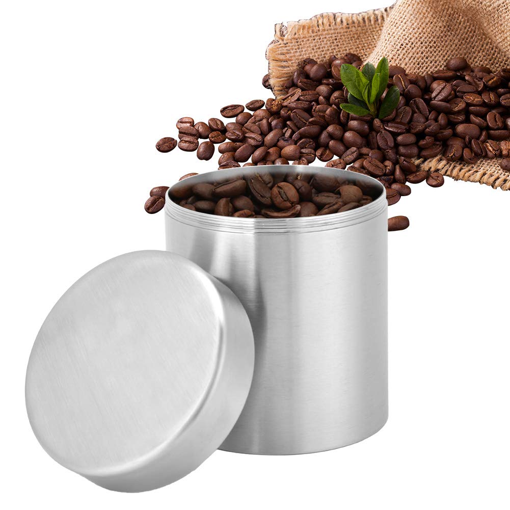 Jectse Tea Tin,400ml Stainless Steel coffee Can, Stainless Steel Can for Tea Coffee Sugar Storage,Home Kitchen Canisters,Contains a sealed cover, effectively moisture-proof, dust-proof