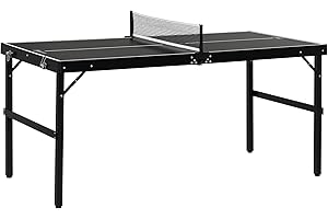 Soozier Mini Folding Table Tennis Table with Aluminium Frame, Portable Outdoor Ping Pong Table with Net for Indoor Outdoor Ga