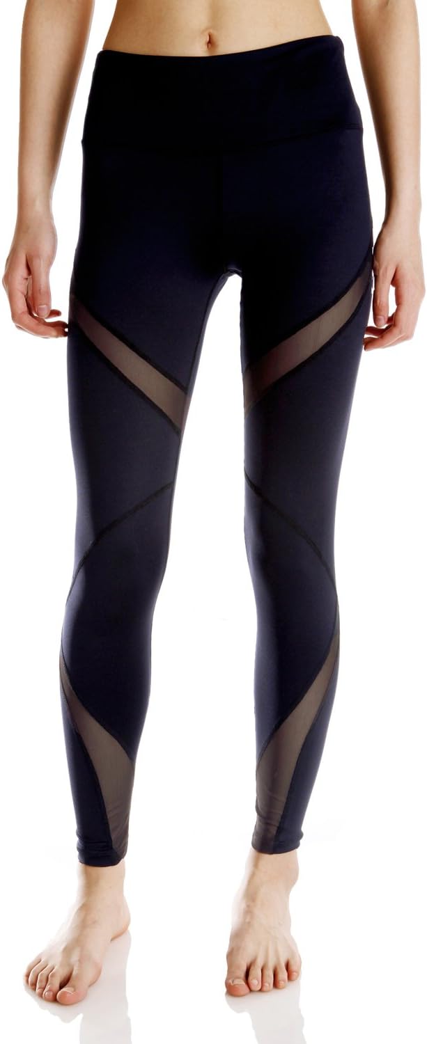 Dyorigin Women's Active Mesh-Paneled Leggings Yoga Pants Black