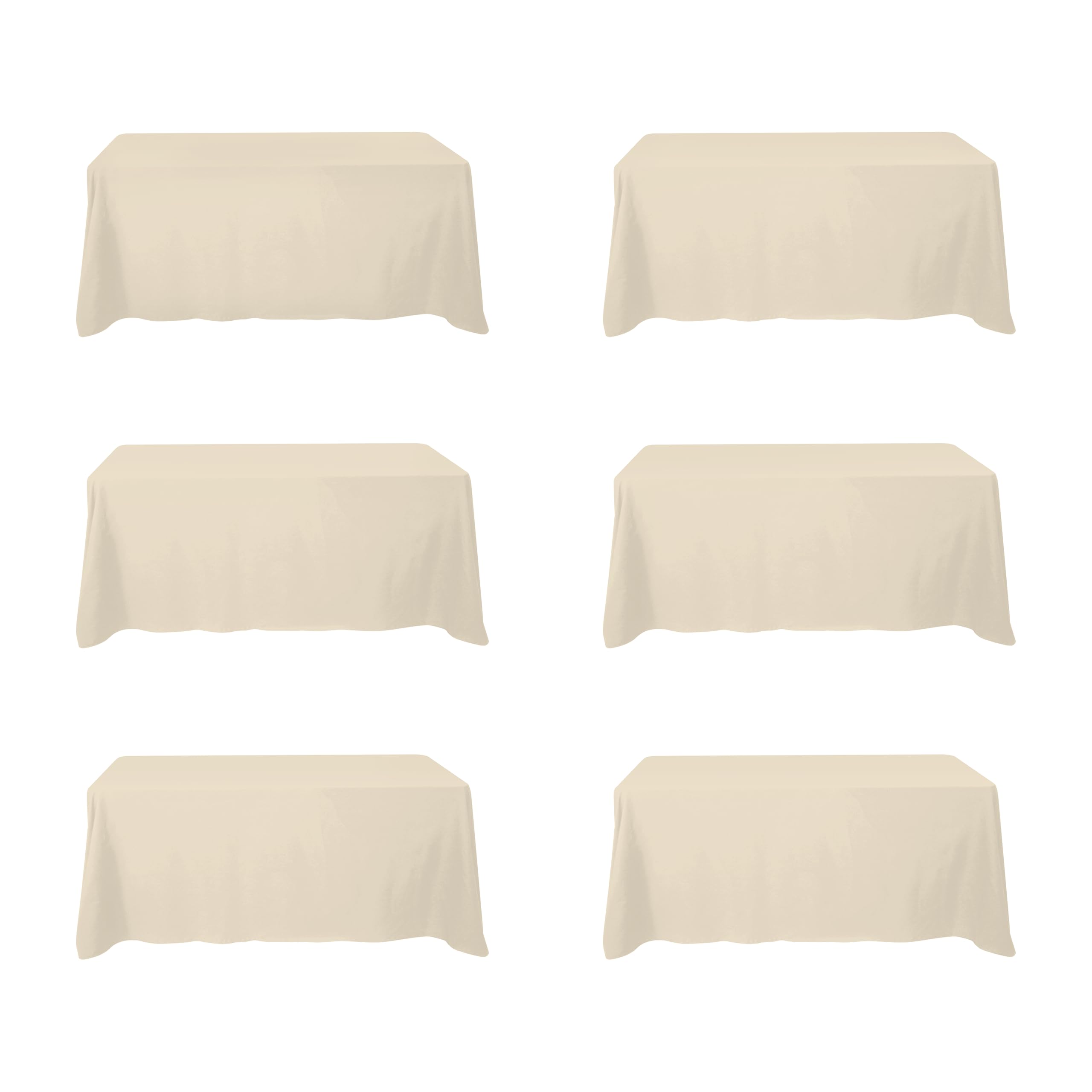 Photo 1 of BRILLMAX 6 Pack Beige Tablecloths for 6 Foot Rectangle Tables 90 x 132 Inch - 6ft Rectangular Bulk Linen Polyester Fabric Washable Cloth Cover for Wedding Reception Banquet Birthday Party