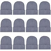 ZH 12-Pack Knitted Winter Beanie Hats for Men and Women, Warm and Cozy Cuffed Skull Caps, Bulk Purchase
