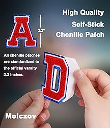 Iron on Letter T Chenille Patches for Backpacks, 2