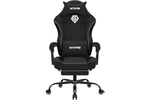 SITMOD Gaming Chair, Reclining Gaming Chairs for Adults with Footrest, Ergonomic High Back Office Computer Chair, Adjustable Linkage Armrests, Lumbar Support and Headrest,Fabric Comfy Desk Chair Silla Gaming