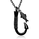Fish hook Cremation Urn Pendant Memorial Necklace for ashes Fish Urn cremation necklace