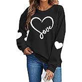Valentine Heart Sweatshirt Women Valentines Print Round Neck Casual Pullover 2026 for Her