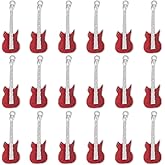 SUNNYCLUE 1 BOX 20PCS Guitar Charms Bulk Music Instruments Charms Alloy Silver Red Enamel Metal Mini Cute Musical Elements Charm for Jewelry Making Charms Earrings Necklace Bracelets Diy Crafts