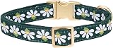 YUDOTE Soft Corduroy Dog Collar Jacquard Ribbon Floral Medium Green view 5